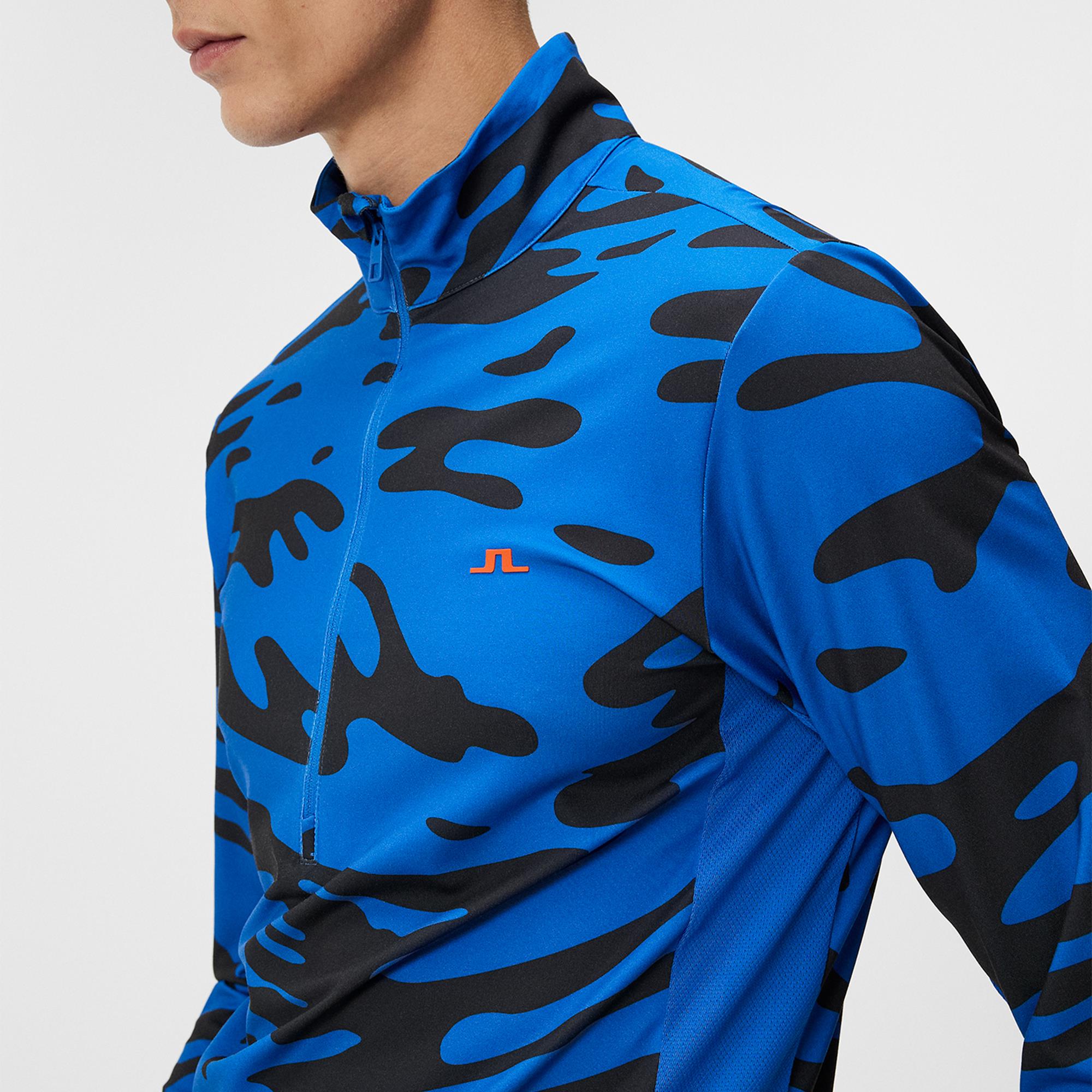J Lindeberg Luke Print Mens Golf Mid Layer Neptune Nautical Blue